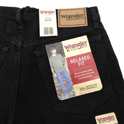 全新 Wrangler Rugged Wear 黑色宽松版型男式牛仔裤 32x30 — 第 1/4 张图片
