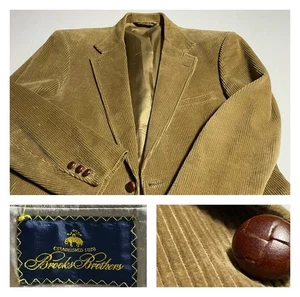 Brooks Brothers USA VTG Corduroy Jacket Sport Coat Wheat Khaki (39-40)* - Picture 1 of 19