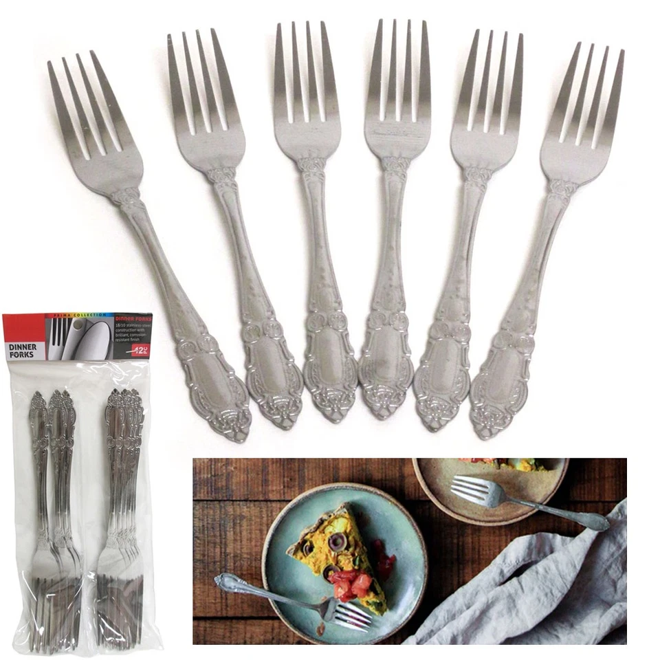 ALLTOPBARGAINS 12 Pc Stainless Steel Dinner Forks Cutlery Utensil Set Flatware Kitchen Dining