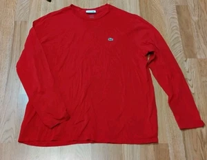 Lacoste Men's Long Sleeve Lightweight Crew Neck Sz 7 (XXL) Red Pima Cotton - Picture 1 of 5