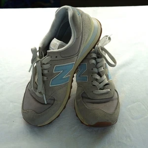 New Balance 574 Light Gray Blue Suede Mesh Sneakers Women’s Size 9 - Picture 1 of 12