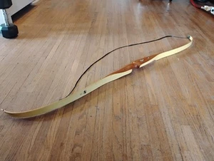Vintage 70s Fred Bear Tigercat 62" 50lb Brown & Yellow Glass Powered Recurve Bow - Picture 1 of 21