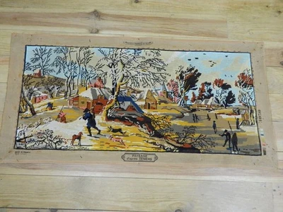 VTG Margot 3050 Paysage d’après Teniers Scène Neige Tapisserie France 114x51 cm - Photo 1/3