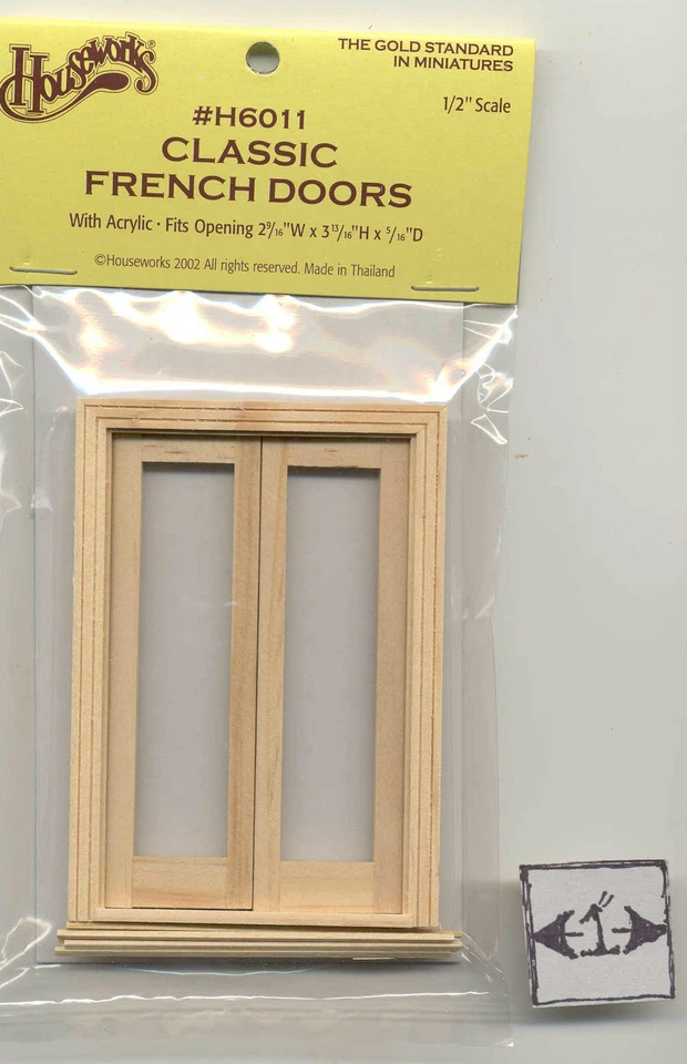 Half Scale 1:24 Door  Double French  Dollhouse H6011 wooden miniature Houseworks - Image 1 of 1