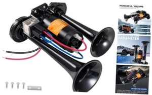 Electric Air Horn for Truck 150dB Super Loud Black Horns Dual 12v Black A - Picture 1 of 7
