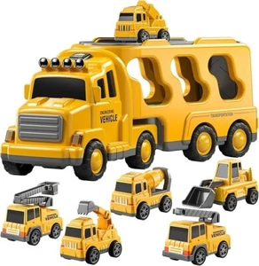 TEMI Construction Truck Toys Cars for Toddlers 3-5 - 7-in-1 - Sound FX! - Picture 1 of 5