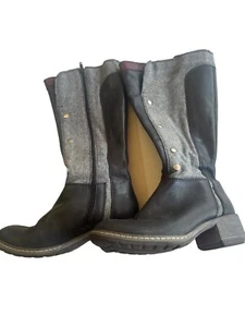 Papucei Women's Knee High Black Leather Boots Size 36 Low Heel Side Zipper - Picture 1 of 5