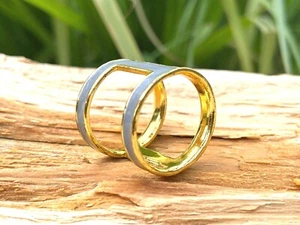 Luxury Fashion Full Finger Gold Double Band Stainless-Steel Ring - Size 14.5 - Picture 1 of 7