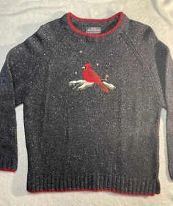 NWT Woolrich Cardinal Wool Sweater Sz XL Grey Red Accent Winter Holiday Pullover - Picture 1 of 7