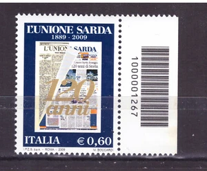 FRANCOBOLLI Italia Repubblica 2009 Codice a Barre L'Unione Sarda 1267 - Picture 1 of 1