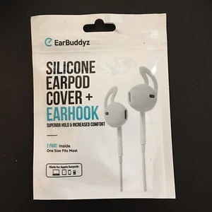 EarBuddyz Silicone Earpod Cover + Earhook 2 Pairs One Size Fits Most GIFT NEW - Picture 1 of 4