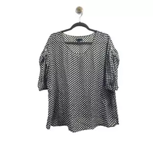 Gap Bluse Damen Größe XXL schwarz/weiß Rollriegel Kurzarm geometrisches Muster - Bild 1 von 9