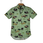 Pixar Men's Up Movie Button Up Shirt Size XS Green All Over Print Short Sleeve