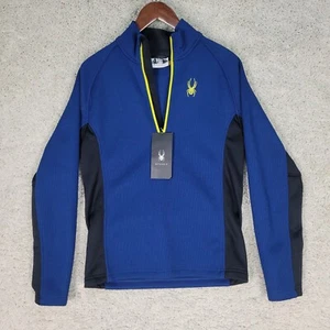 Spyder 1/4 Zip Sweater Jacket Men's Small Blue Black Yellow Outbound Stryker NEW - Picture 1 of 13