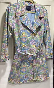 Abrigo largo psicodélico con botones retro cinturón de cachemira rosa azul LRG - Imagen 1 de 9