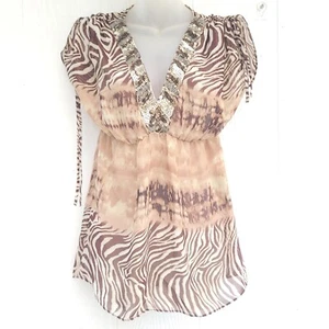 Vintage Cache Tiermotiv Perlen tief V halb transparent Schwimmen Überziehen Größe Small - Bild 1 von 7