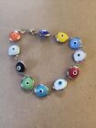 Bracelet vintage multicolore Evil Eye en argent sterling 925 8,25"