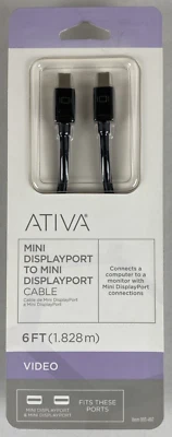Ativa Mini Displayport to Mini Displayport Cable 6 ft. video, NEW - Image 1 of 3