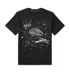 Star Wars Boys T-Shirt Size XS (4/5) M (8) Millennium Falcon X-Wing Tie Fighter - Picture 1 of 11