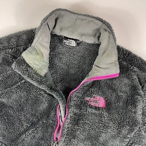 The North Face Jacket Girls Large Black Fuzzy Fleece Pink Zip READ DESCRIPTION - Picture 1 of 19