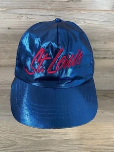 Vintage Snapback Hat Saint Louis Script Lettering Neon Shimmery Rave Costume - Picture 1 of 7