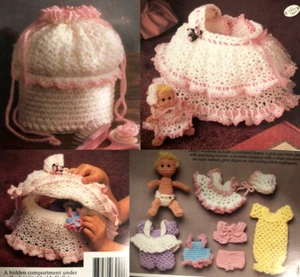 Annie's Dolly Tote-Along Bassinet Crochet Patterns Booklet Dress up Doll Clothes - Picture 1 of 3