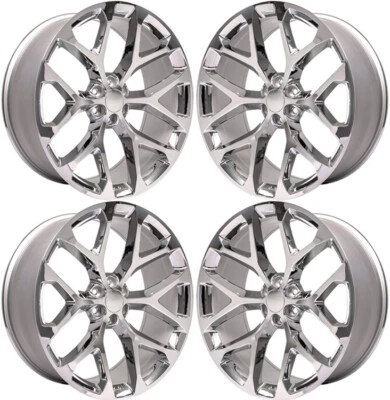 24" Chrome Snowflake Wheels SET of 4 for GMC Sierra Yukon Cadillac Escalade - Image 1 of 4