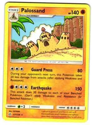 Pokemon SM: Cosmic Eclipse Palossand #127/236 LP Rare - Image 1 of 2
