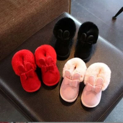 Girls Kids Toddler Gift Garden Soft Shoes Baby Comfy Fur Lined Flat Snow Boots - Image 1 of 4