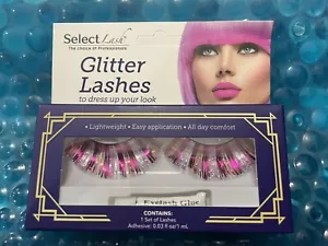 Eyelashes False Glitter Pink Fun! Reusable Party Halloween New In Box - Picture 1 of 1