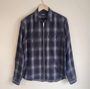 The Kooples Paris Full Zip Up Relaxed Flannel Shirt Long Sleeve Men's Size S - Picture 1 of 14