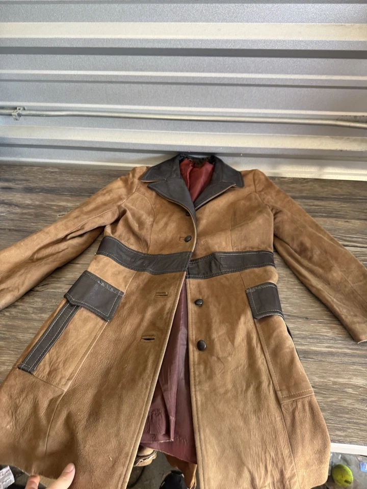Винтажный кожи и замши пальто размер 16 красивый - Изображение 1 из 4