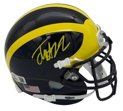 JUSTICE HAYNES SIGNED MICHIGAN WOLVERINES MINI HELMET SCHUTT BECKETT COA - Image 1 of 2