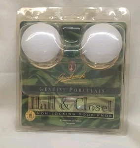 Gainsborough GENUINE White Porcelain & Gold Door Knobs - Hall & Closet 85988 New - Picture 1 of 7