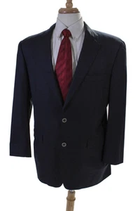 Burberry London Mens Wide Lapel Blazer Jacket Navy Blue Wool Size 40 Regular - Picture 1 of 8