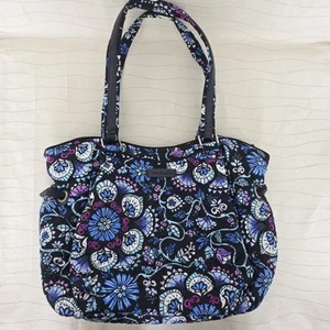 Vera Bradley Womens Iconic Satchel Glenna Tote Shoulder Bag Quilted Floral - Picture 1 of 11