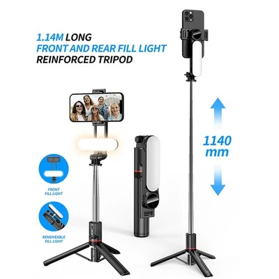 Telescopic Selfie Stick Tripod With Fill Light for cell phone for Video Live USA - Image 1 of 4