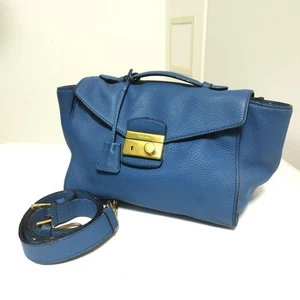 PRADA Hand Schultertasche Beuteltasche Handtasche 2-Wege Leder blau echt aus Japan - Bild 1 von 24