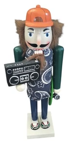 Wooden Painted Nutcracker With Boom box And Skateboard 14" Tall Multi Color - Picture 1 of 3