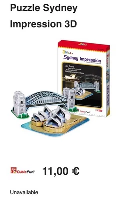 3D Sydney Opera House & Harbour Bridge puzzle Cubicfun build your own. New Boxed - Image 1 of 4