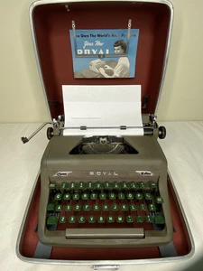Máquina de escribir clásica Royal Quiet De Luxe de los años 50 gris con estuche rígido funciona - Imagen 1 de 11