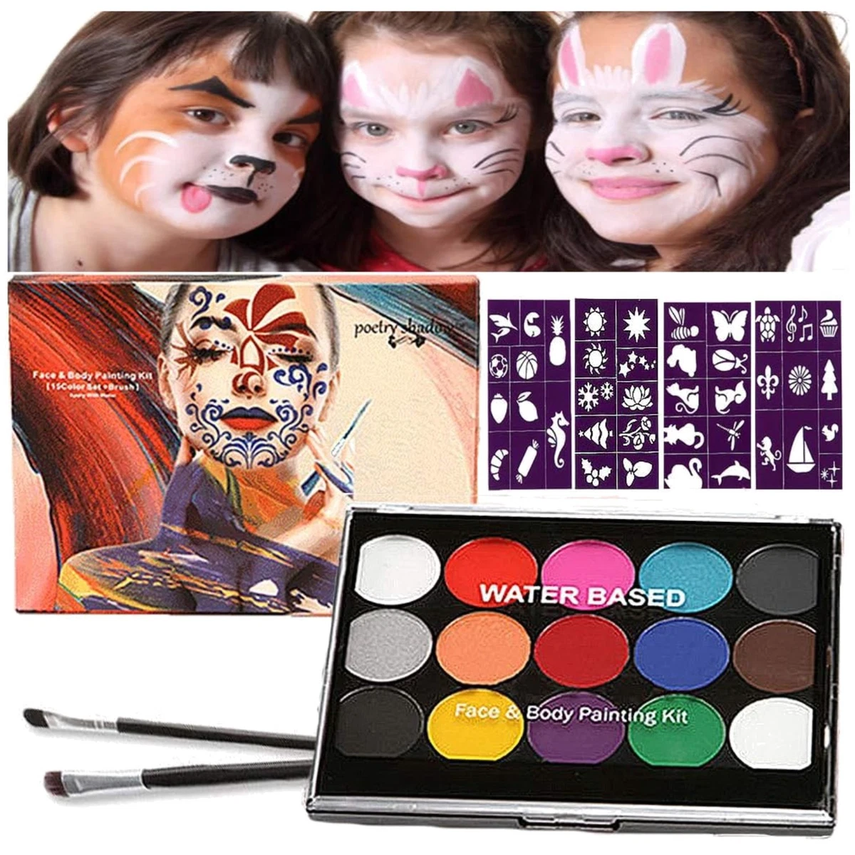 ELF-GRETTER Halloween Clown Schminke Set – Rot & Weiß, Sicher Für Kinder & Erwachsene