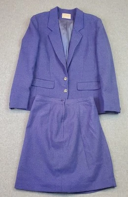 Traje Falda Pendleton Vintage Talla 10 Púrpura/Azul 100% Lana Virgen Años 70 80 EE. UU. Foto 1 de 4