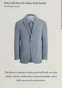 RALPH LAUREN POLO Cotton Mens Jacket Blazer 36s Italian Fabric - Picture 1 of 7