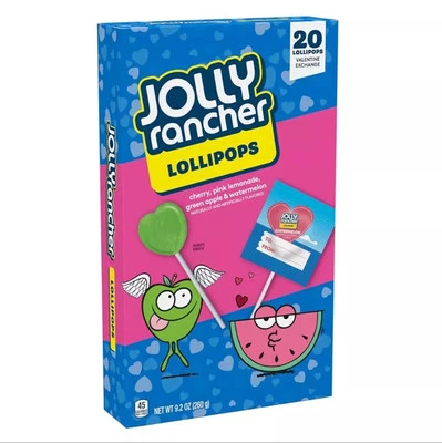 Jolly Ranch 20-Count VALENTINE EXCHANGE Lollipops Lollypop Suckers *BB 12/2025* - Image 1 of 3