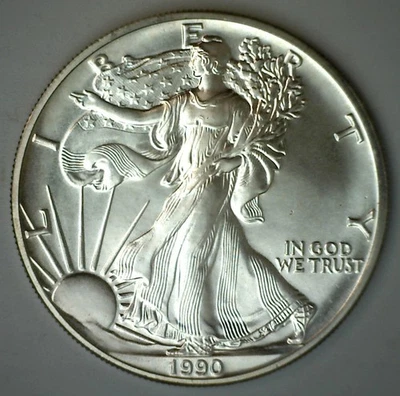 1990 BU American Silver Eagle Dollar Uncirculated ASE Coin Less than Perfect - Image 1 of 2