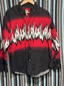 Vintage Express Rider Western Shirt Size L Black Rodeo  Fire Flames  Cowboy  - Picture 1 of 7