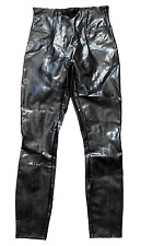 NWOT SPANX black faux patent leather leggings pants size M