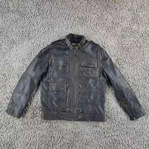Pepe Jeans Jacke Herren Extra Large XL Braun Leder Bomber Biker Style Z2-A4 - Bild 1 von 13