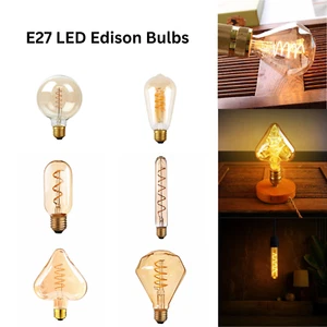 Lampadina Edison Vintage Filamento 4W LED Vite E27 Industriale Decorativa Luci Calde - Foto 1 di 144